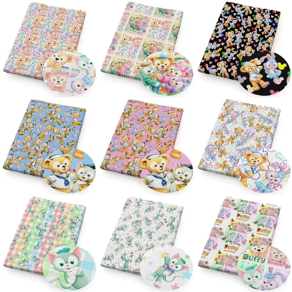 

50*145cm Disney Duffy Bear Polyester Cotton/Pure Cotton Fabric Tissue Sewing Quilting Needlework Material Curtain DIY Bag Cloth