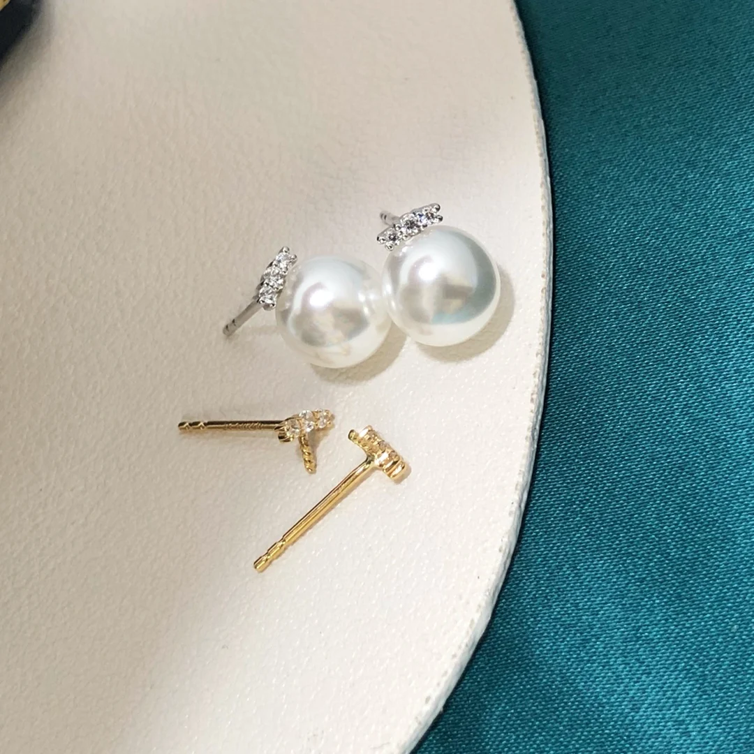 

DIY 18K Pearls Earrings Bases Pedestals Necklaces for Women Not Include Pearls JY