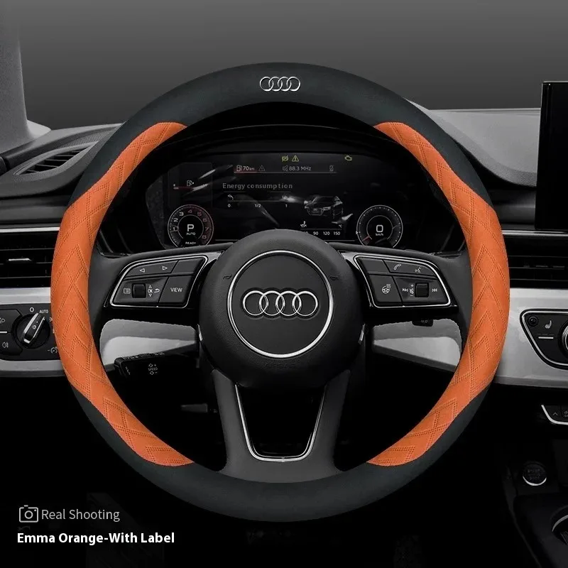 Car Steering Wheel Cover For Audi ABT A1 A2 A3 A4 A5 A6 A7 A8 Q2 Q3 Q4 Q5 Q7 Q8 TT RS3 RS4 RS5 RS6 RS7 S3 S4 S5 S6 S7 S8 S line view 5
