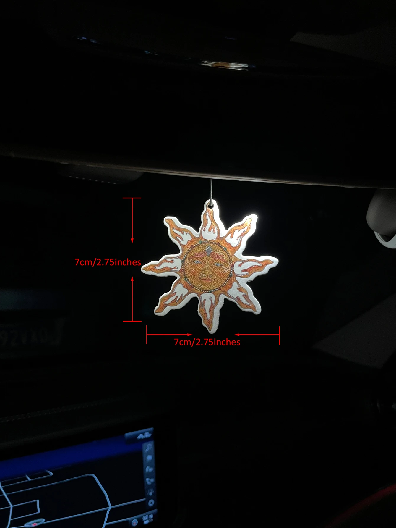 Boho Art Sun Face Hanging Car Air Freshener, Natural Plant‑Derived Scent Paper Air Freshener, Alcohol‑Free Heat Resistant, 60‑90