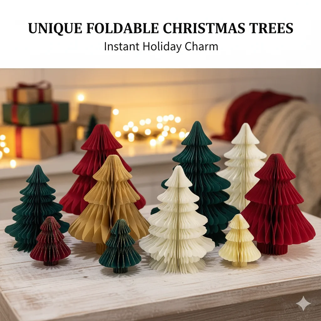 

Folding Paper Christmas Tree Decoration 3D Honeycomb Ornament For Desktop Party Holiday Home Decor