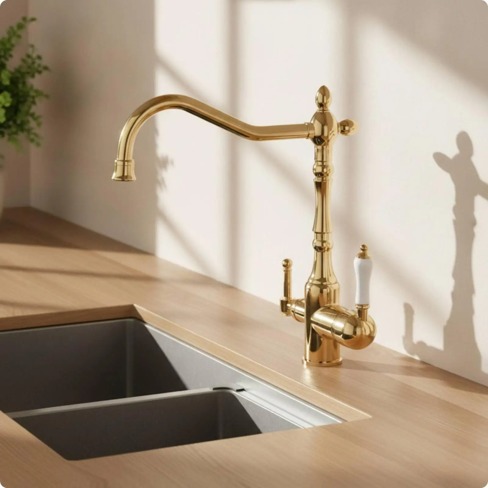 Faucet with Purified Water Connection Brushed Dual Water Kitchen Faucet Polished