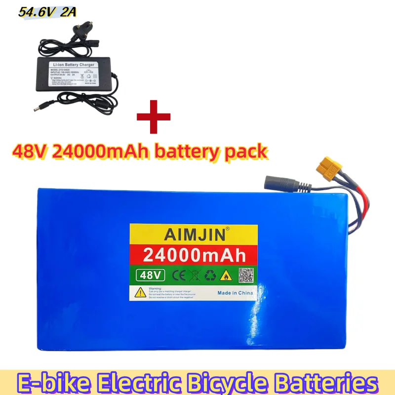 48V Battery Pack 24Ah 18650 Lithium Battery 1000W High Power 54.6V Electric Scooter Battery Built-in 50A BMS