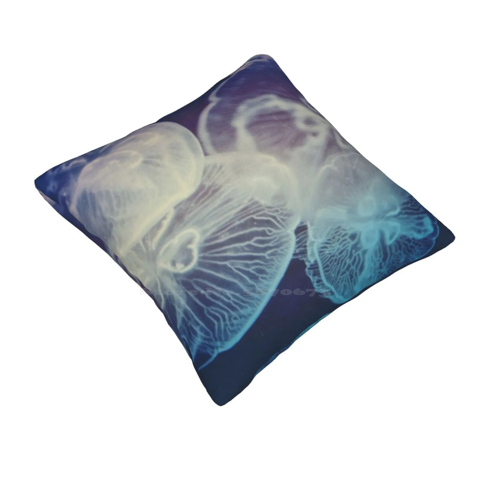 Jellyfish Home Sofa Car Cushion Cover Pillowcase Jellyfish Marine Life Ocean Sea Tropical Hawaii Blue Moody Haunting Dark