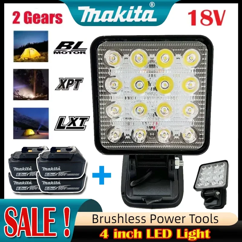 

Портативный светодиодный фонарь Makita 4 дюйма, беспроводной, для рыбалки, ручной, аварийный, совместим с аккумулятором Makita 18В