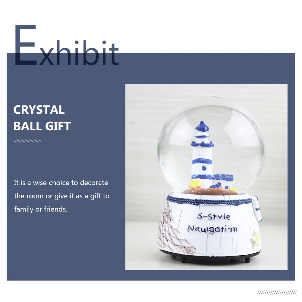 

Glowing Resin Mediterranean Style Crystal Ball Music Box Romantic Desktop Ornament Home Decoration Gift Music Crystal Ball