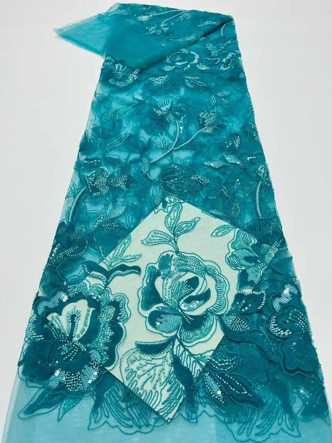 2025 جديد الترتر الأفريقي مطرز أقمشة الدانتيل شمسيّة دانتيل عالية الجودة النيجيري الفرنسية تول أقمشة الدانتيل لخياطة فستان حفلات الزفاف #5