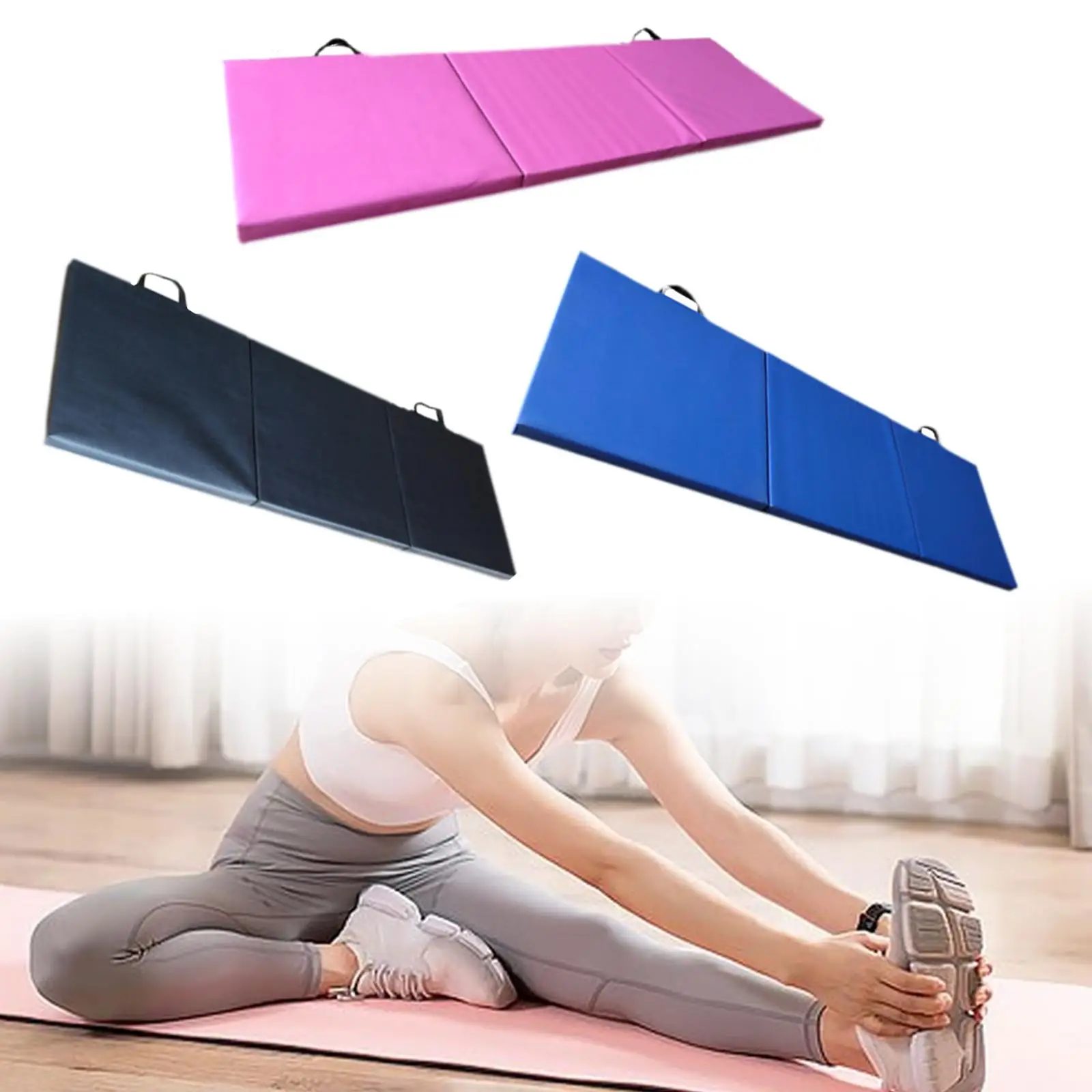 

3 Fold Folding Exercise Mat Gymnastics Mat PVC Leather Fitness Mat Yoga Mat for