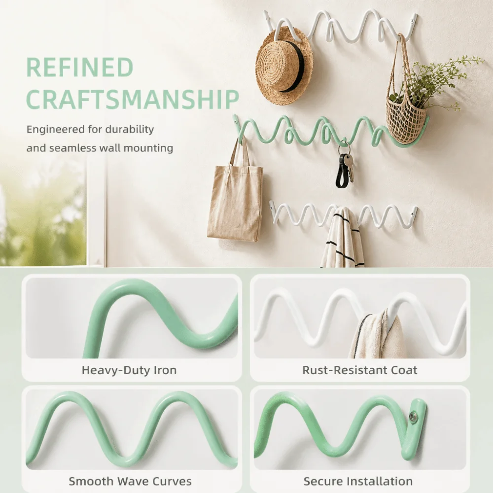 3/4/5 Hooks Metal Wall Hook Minimalist Waterproof Door Back Clothes Hook Space Saving Wall Mounted Sundries Storage Holder