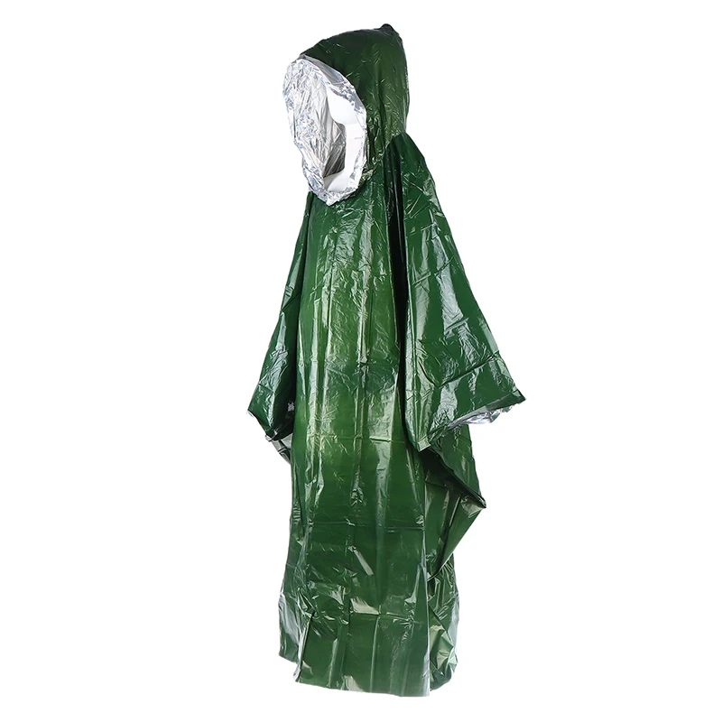 مقاوم للماء معطف المطر في حالات الطوارئ بولي ايثيلين بطانية حرارية معطف واق من المطر غطاء مقنع للتخييم في الهواء الطلق التنزه السفر دراجة نارية المطر والعتاد #4