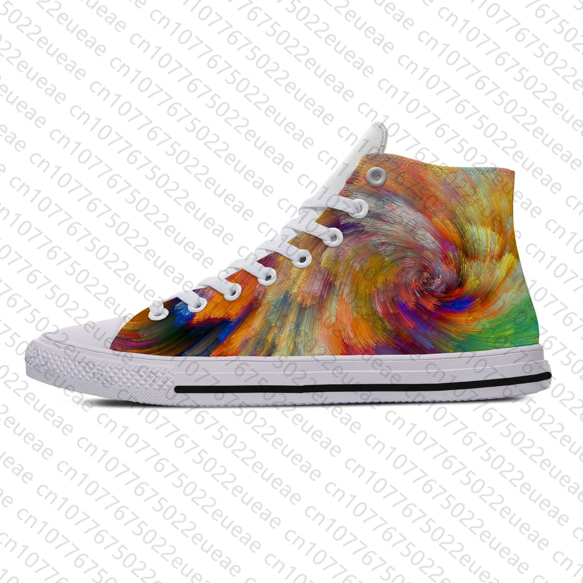 Abstract Summer Multicolor Waves Digital Art New Arrive Lightweight High Top Canvas Shoes Men Women Casual Breathable Sneakers