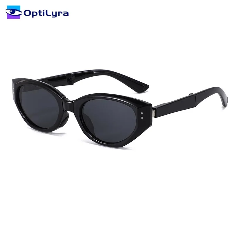 

OptiLyra Brand Fashionable Small Framed Cat Eye Sunglasses Portable Foldable Sunglasses UV Resistant Sunglasses