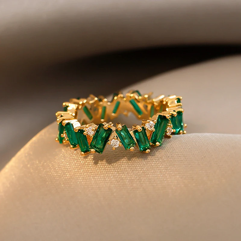 LXOEN الفاخرة الفرقة متعدد الألوان سحر AAA زركون خواتم الزفاف للأزياء النساء حفلة خطوبة كريستال مجوهرات