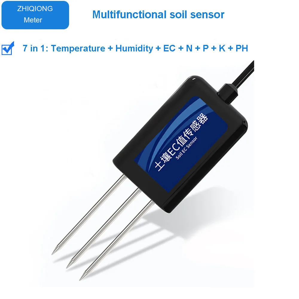 Soil 7 in 1 multi-parameter temperature and humidity EC nitrogen phosphorus potassium pH sensor RS485 4-20mA