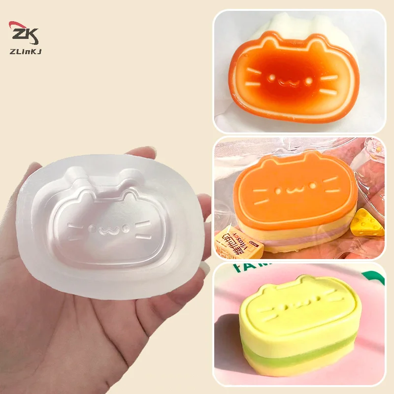 Cat Cheese Cake Silicone Mold Candle Mold Scented Diy Handmade Resin Mold Candle Making Mochi Squishy Toy Mould