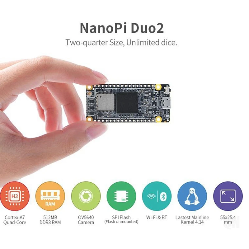 

For Nanopi Duo2 Allwinner H3 Cortex-A7 512MB DDR3 Memory Wifi BT4.0 Module Ubuntucore IOT Application Development Board