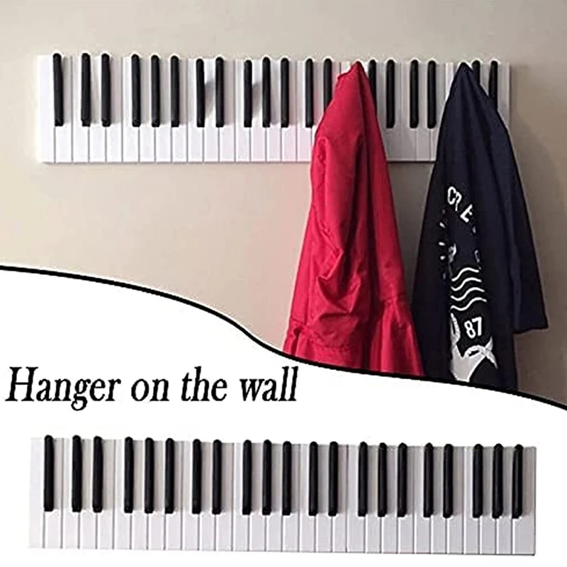 Y 39cm Coat Racks Piano Keys Wall Mounted Coat Hook Hanger Wall Decoration For Home Kitchen Cute Room Wall Decor Wall Art Gifts