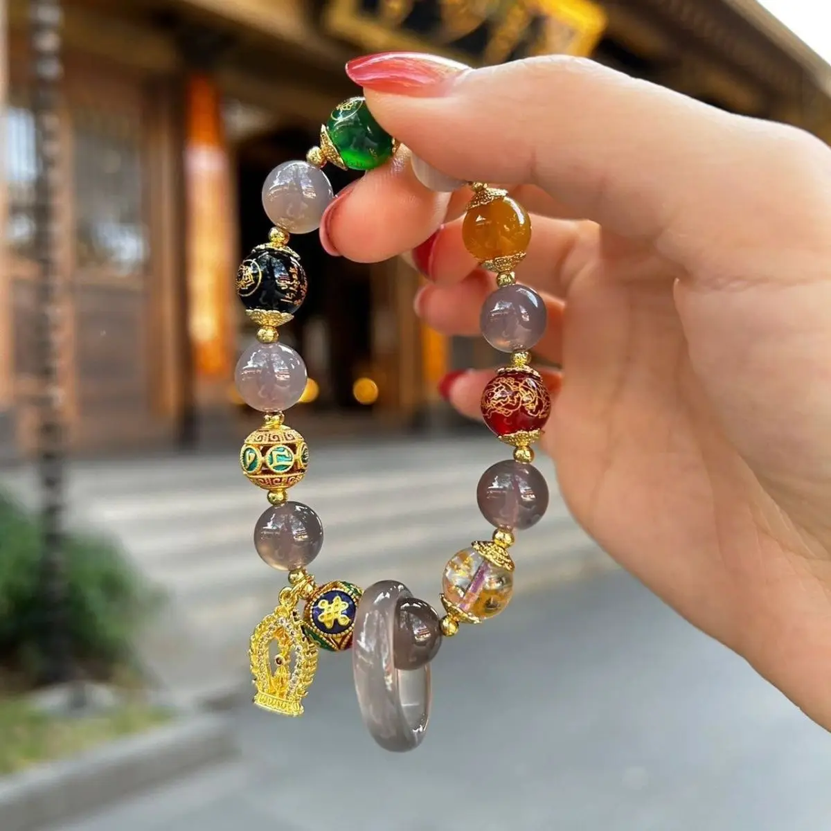 

Пять дорог богатства, безопасный ароматный серый стеклянный браслет, привлекающий богатство, беговые кольца, дающие подарки друзьям