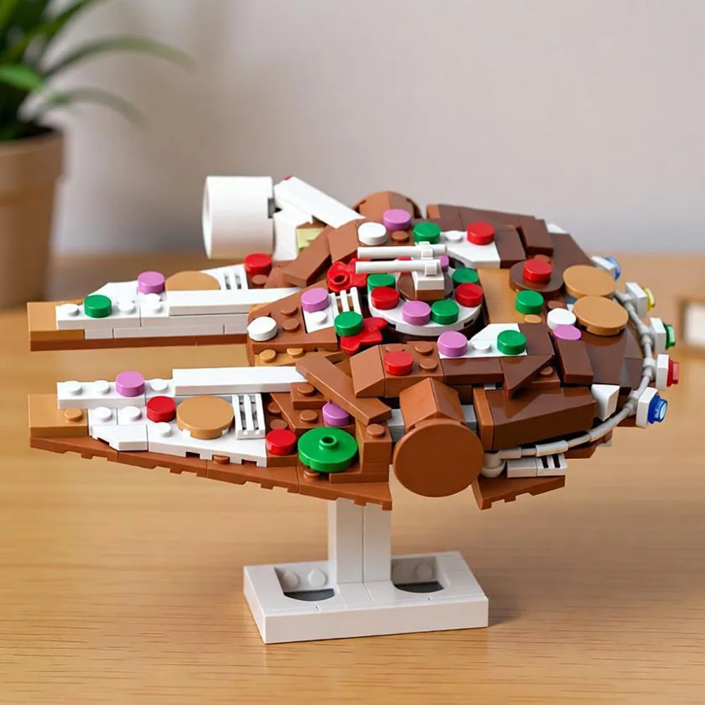 

MOC 297 шт., рождественские пряники, серия «Космическая война», модель Snowspeeder, строительные блоки, сборка, праздничные подарки для вечеринок