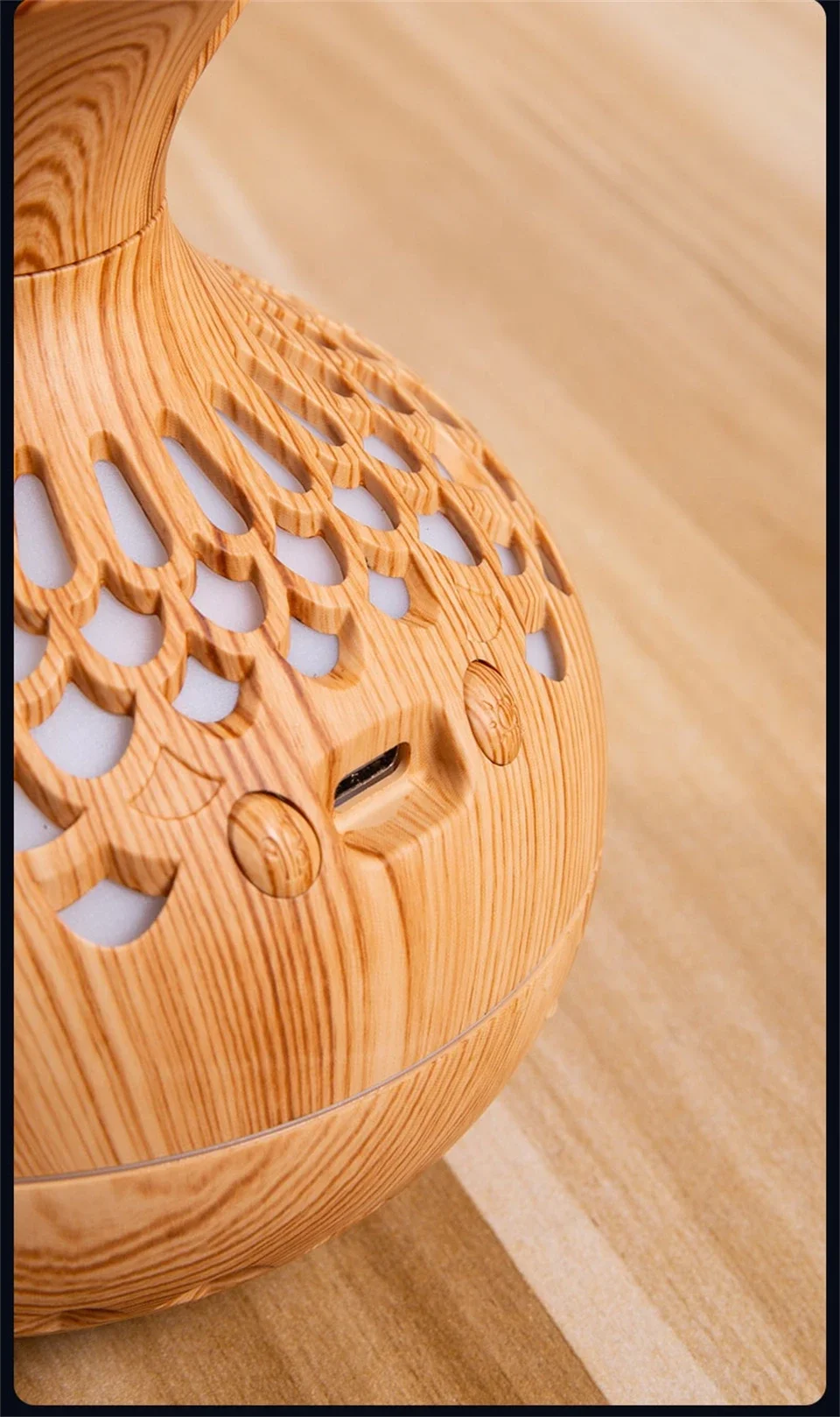 Holzmaserung Vase Luftbefeuchter Haushalt Elektrische Ultraschall-luftbefeuchter Desktop Ätherisches Öl Diffusor Luftreiniger Hause Zimmer – Detail 7