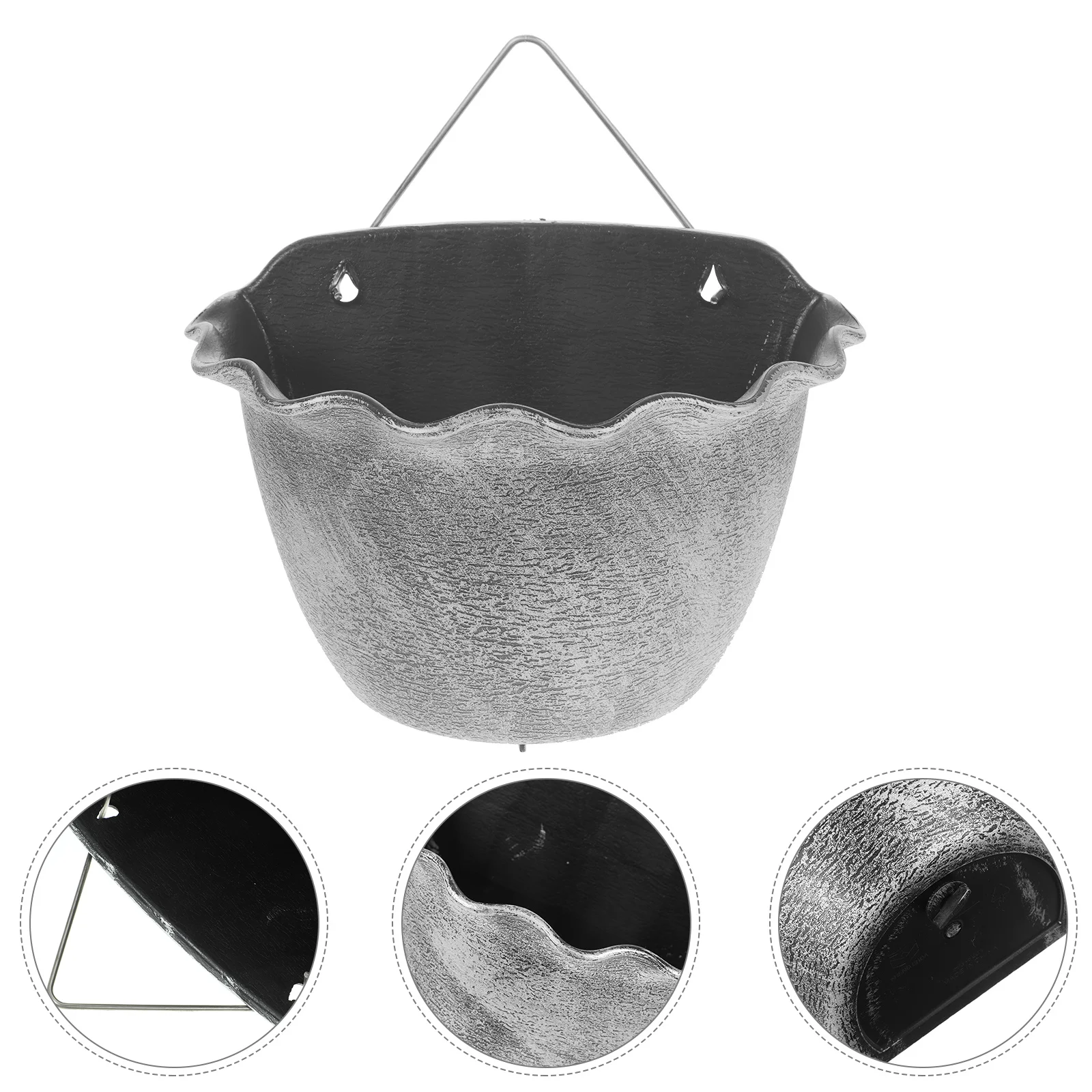 

1 Set Of Retro Painted Hanging Basket Planter Durable Plastic Metal Wall Plant Holder For Indoor Outdoor Modern Succulent Wall