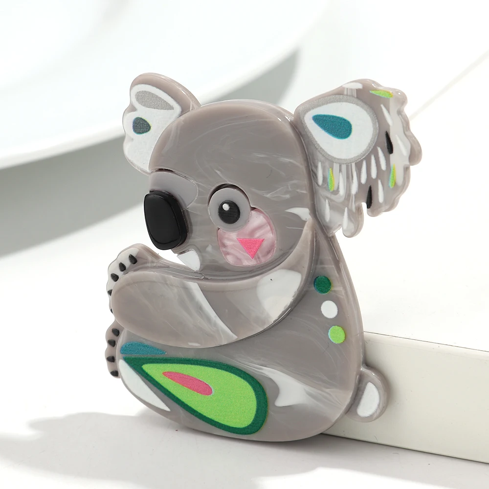 Lustige Acryl-Cartoon-Tiere Koala-Anstecknadeln für Frauen, Niedliche Harz-Splicing-Broschen, Kleidungs-Schmuck-Geschenke – Detail 5