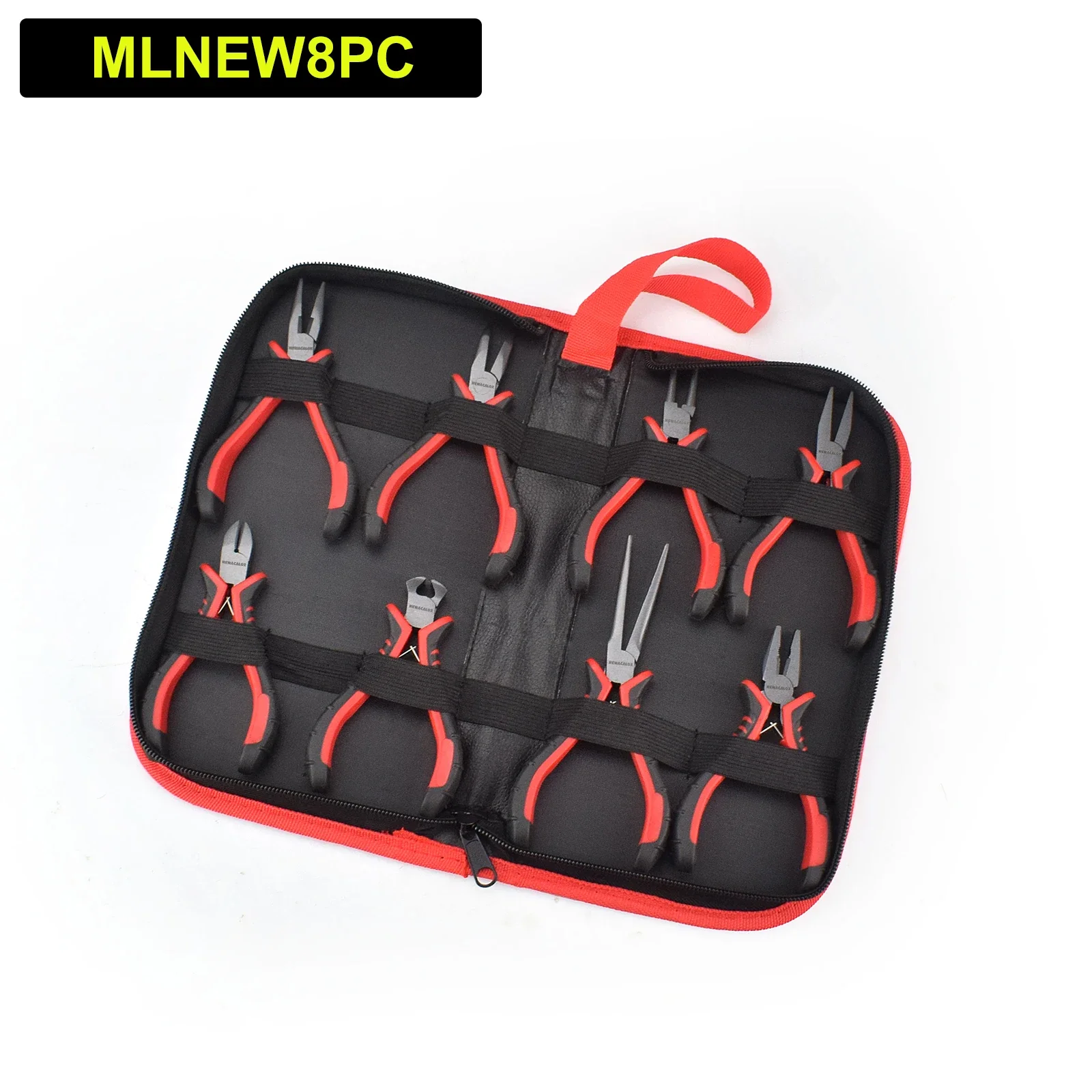 NEWACALOX 8-teiliges Mini-Zangen-Set mit Werkzeugtasche, Schmuckzangen-Set, Spitzzange, Drahtschneider, Nylonbacke, 11,4 cm Präzisionszange – Detail 5