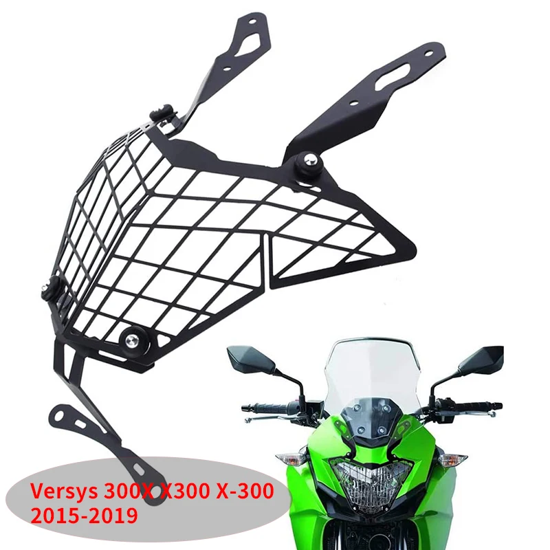 Cubierta protectora de faro delantero de motocicleta, protector de rejilla de malla para Kawasaki Versys 300X X300 X-300 2015-2019