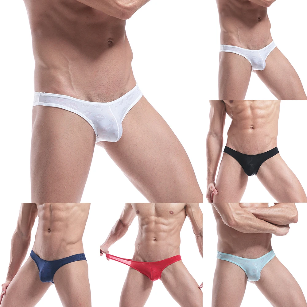 Mens Sexy Underwear Penis Bulge Pouch G-string Thong U Pouch Briefs Ultra Thin See Through Panties Low Waist Underpants