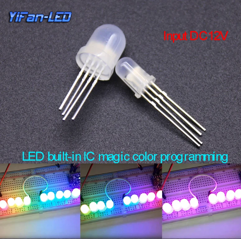 Imagem -01 - Chip Led Endereçável Rgb a Cores Conta de Luz Pixels Construído em f5 Sk6812 Ws2812b Yf912ic Dc12v chip led enderecavel rgb a cores conta de luz pixels construido em f5 sk6812 ws2812b yf912ic dc12v 01