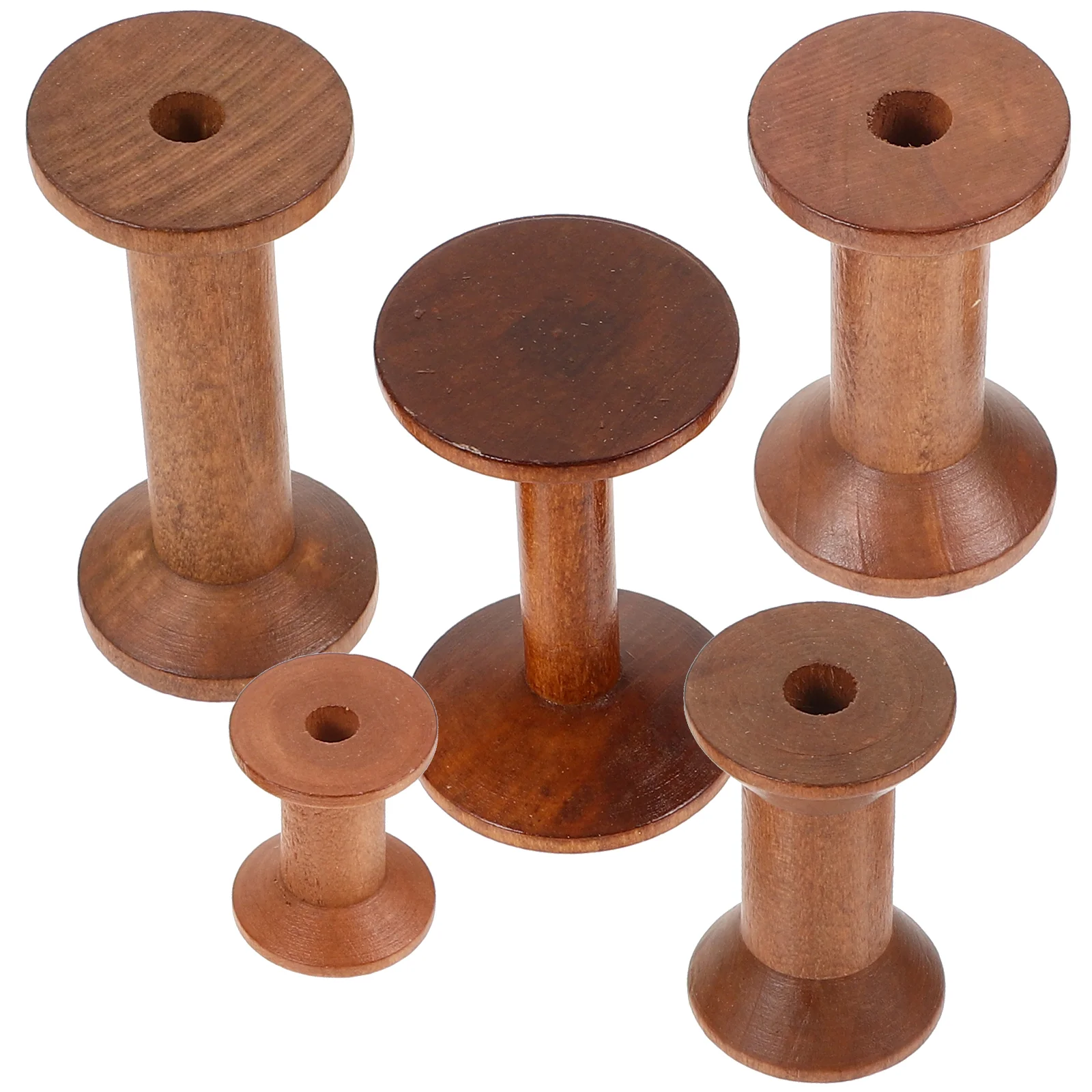 

5 Pcs Spool Wooden Spools Yarn Holder for Crochet Embroidery Thread Winding Home