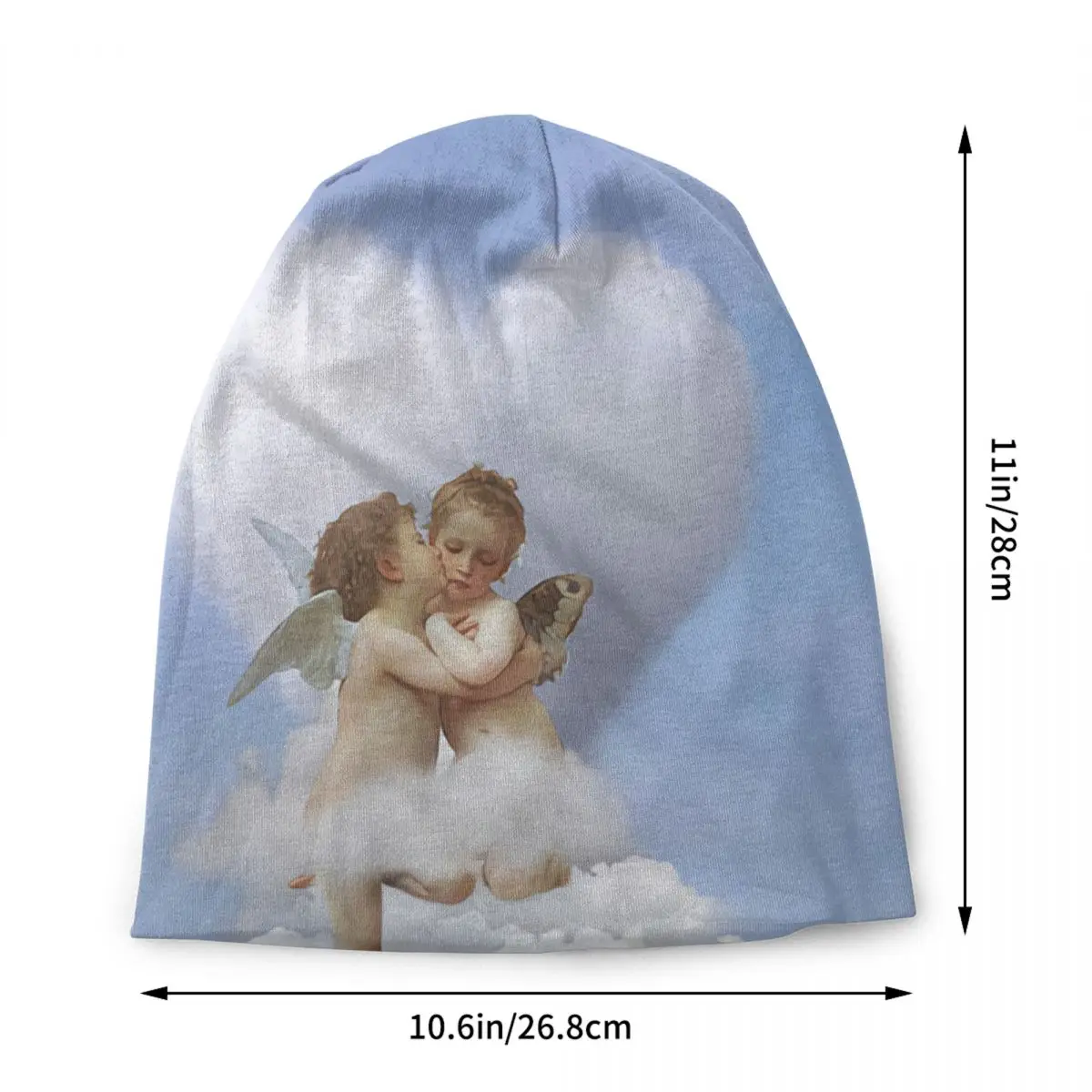 Custom Clouds Angels Kiss Skullies Beanies Caps Fashion Winter Men Women Knit Hat Adult Unisex Renaissance Cherub Bonnet Hats