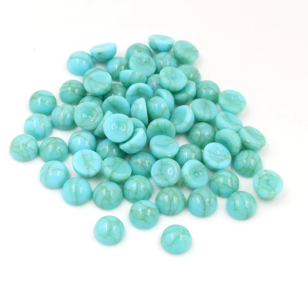 40pcs/lot 8mm 10mm 12mm turquoise blue Colors Natural Cracked Style Flat back Resin Cabochons For Bracelet Earrings accessories