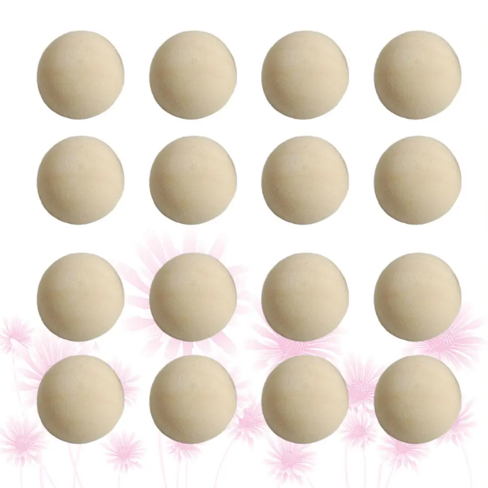

40Pcs Light Yellow Half Wooden Balls 25Mm Solid Unfinished Mini Hemisphere for Crafting Painting Decorating DIY Home Accessories
