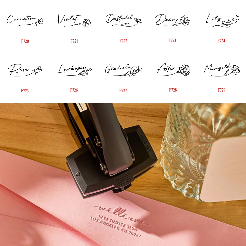 

Personalized Rectangular Address Embosser Custom Logo Library Book Embossing Stamp Custom Wedding Seal Embosser for Office