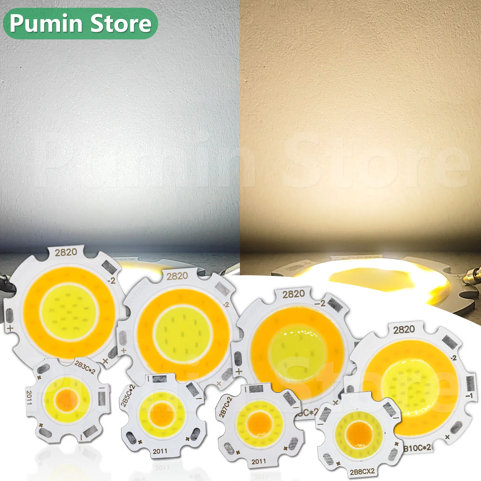 

Chip 24v LED Cob Two-tone Warm light+White 9v 20v 30v 3W 5W 7W 10W Round Chip Light Accessories Light Source Night light 10pcs