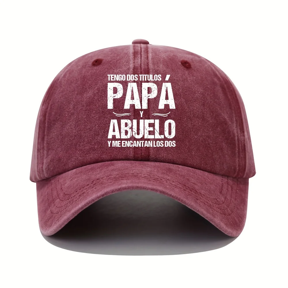 Gorra de béisbol con frase en español, gorro de papá desgastado lavado ajustable, estampado "tenga DOS TITULOS PAPA Y ABUELO"