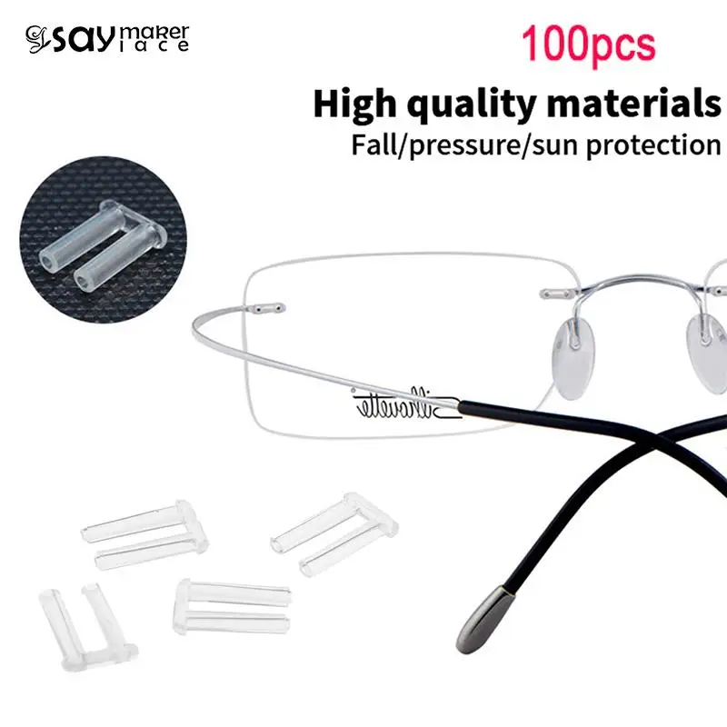 

100Pcs/Set Double Rubber Plug For Frameless Glasses Spare Buckle For Prescription Glass Glasses Equipment Accessories