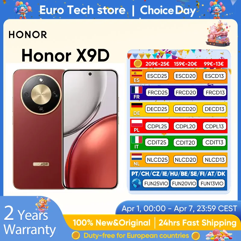 Version mondiale Honor X9D 5G Smartphone Snapdragon 6 Gen 4 SGS IP69K 8300mAh 2.5M Super Anti-chute 6.79 ''AMOLED 120Hz 108MP NFC