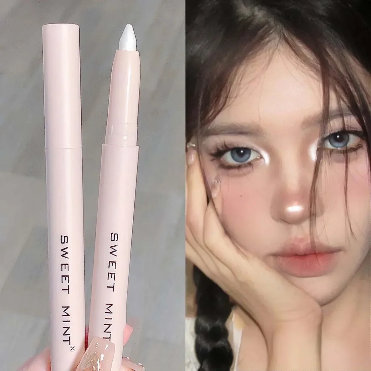 14 Colors White Eyeliner Shiny Glitter Eyeshadow Stick Eye Liner Pen Matte Brown Pink Pearlescent Eyes Makeup Brighten Silkworm