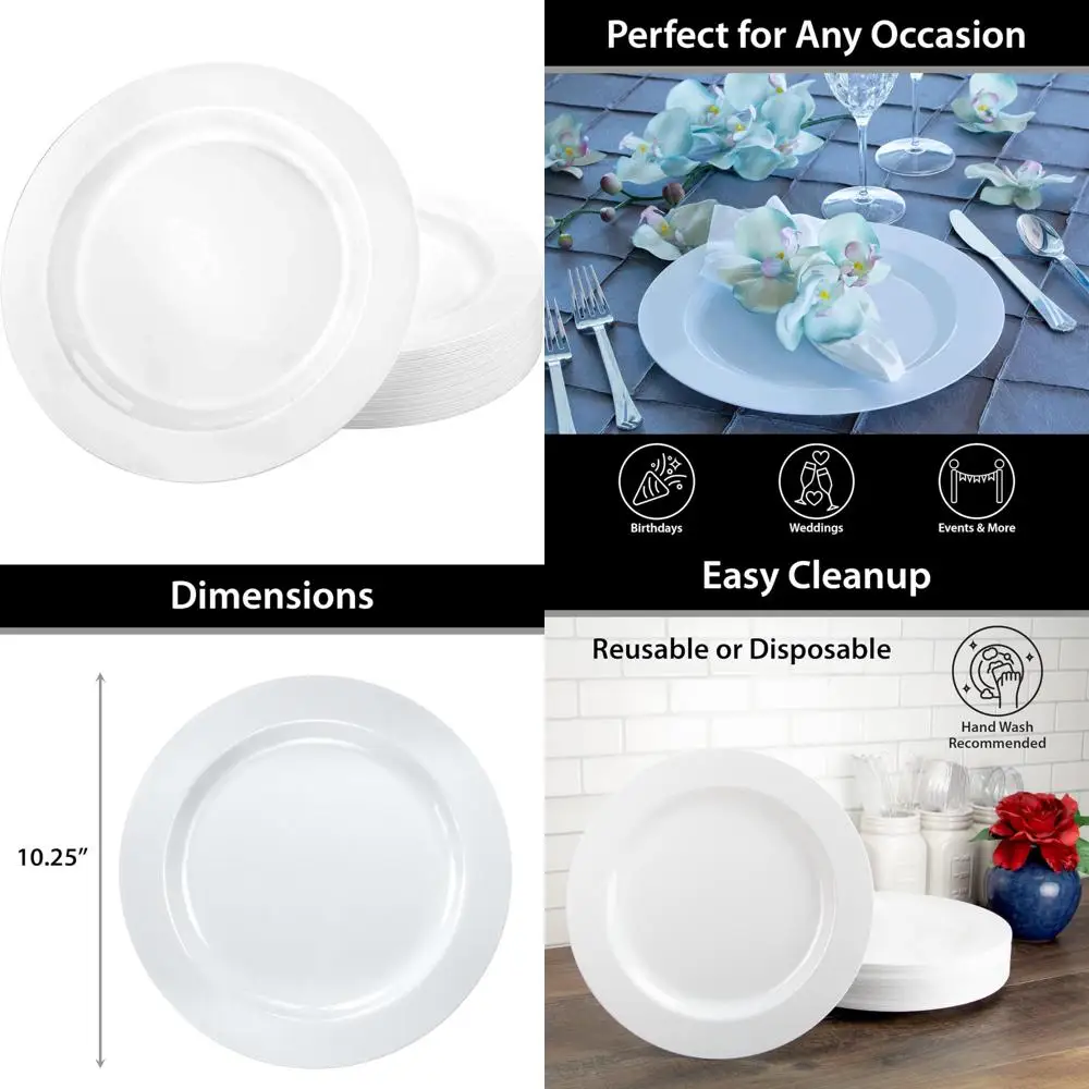 

Тяжелые пластиковые обеденные тарелки размером 10,25 дюйма — элегантный китайский стиль для свадеб, вечеринок и особых мероприятий