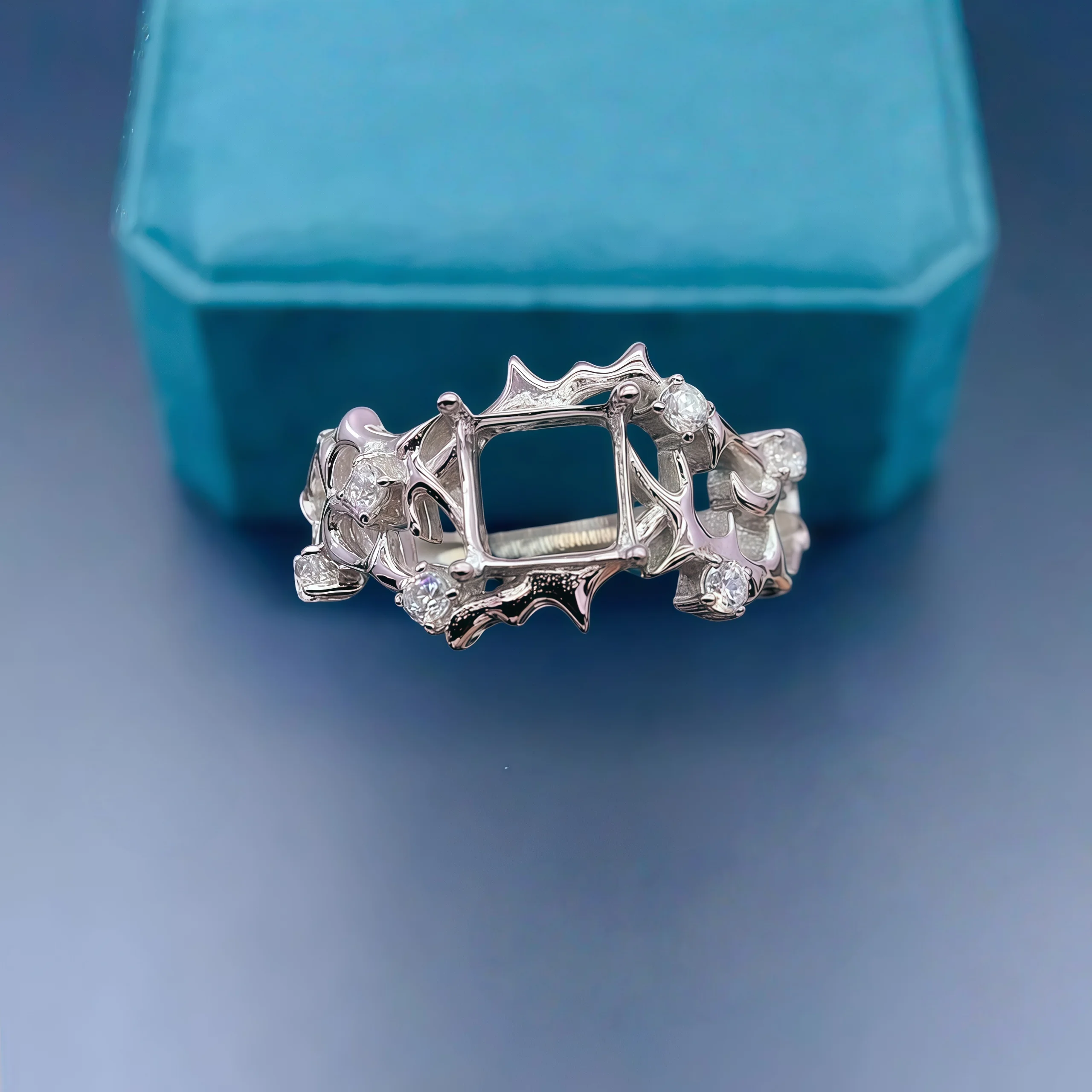 

Fashion DIY Ring Empty Holder S925 Sterling Silver Setting 5/6mm Square Stone Fine Courtly Style Charm Wedding Jewelry for Woman