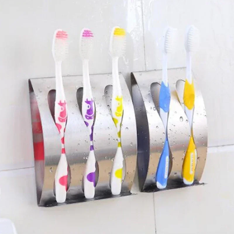 Wall-mounted Toothbrush Races 3/2 hook, Self-Adhesive Toothbrush Toothbrush Groom, Stainless Steel Bathroom Accessories, 1PC