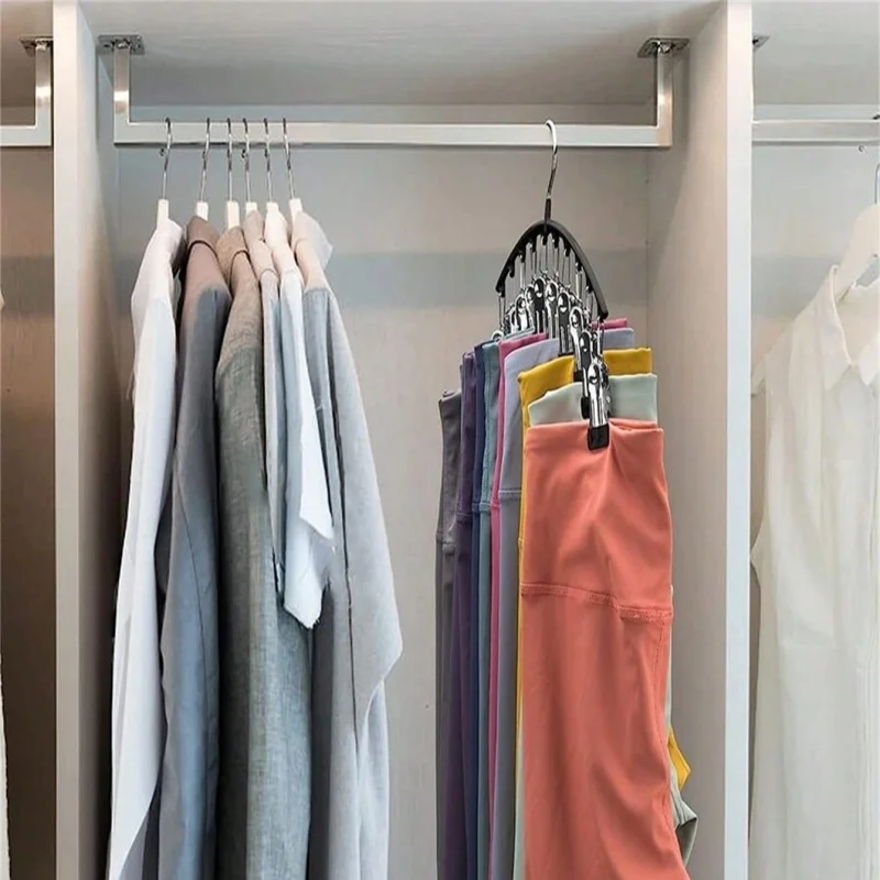 شماعة سراويل من الفولاذ المقاوم للصدأ، تخزين خزانة ملابس موفرة للمساحة مع 10 مشابك #2