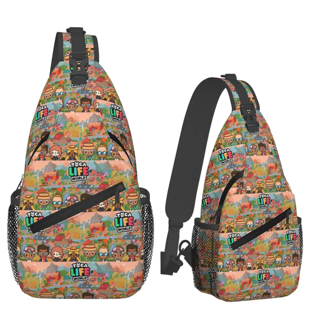 Toca Life Box Toca Boca Cute Game Chest Bag - Mochila cruzada para hombre, mochila de viaje, senderismo, mochila de un día, bolso de hombro