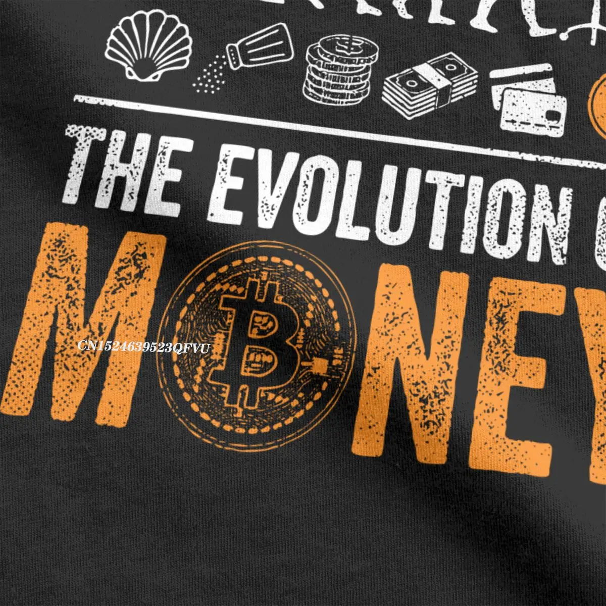 Men Women\'s Tee Shirt Bitcoin Evolution Of Money BTC Crypto Tee Shirt Cryptocurrency Blockchain Tops T Shirts Manga Graphic