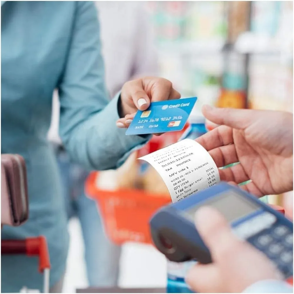 لفات ورق الإيصالات الحرارية 2.25 × 50 لطابعات نقاط البيع وتسجيل النقد، 200 لفة