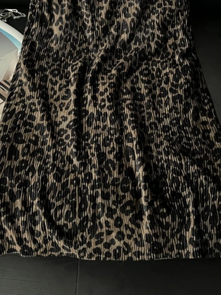 Autumn New Vintage Elegant Y2k gold velvet Skirts Women Slim High Waist Leopard Print A-Line Skirts Casual Korean Fashion Skirts