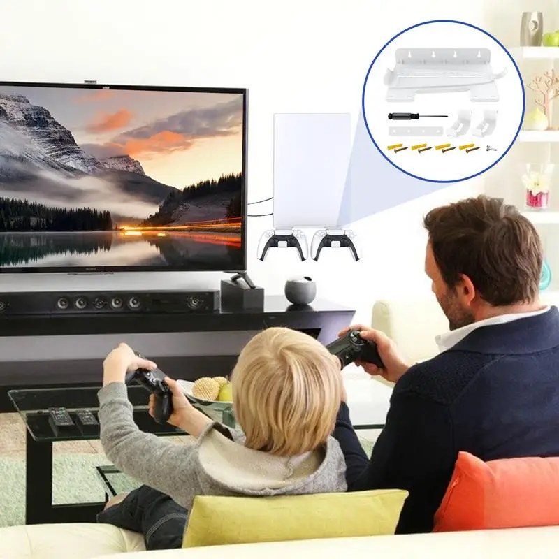 Console do jogo Wall Montado Rack, Versátil e Resistente Prateleiras, Suporte Moderno, Dissipação De Calor, Flutuante