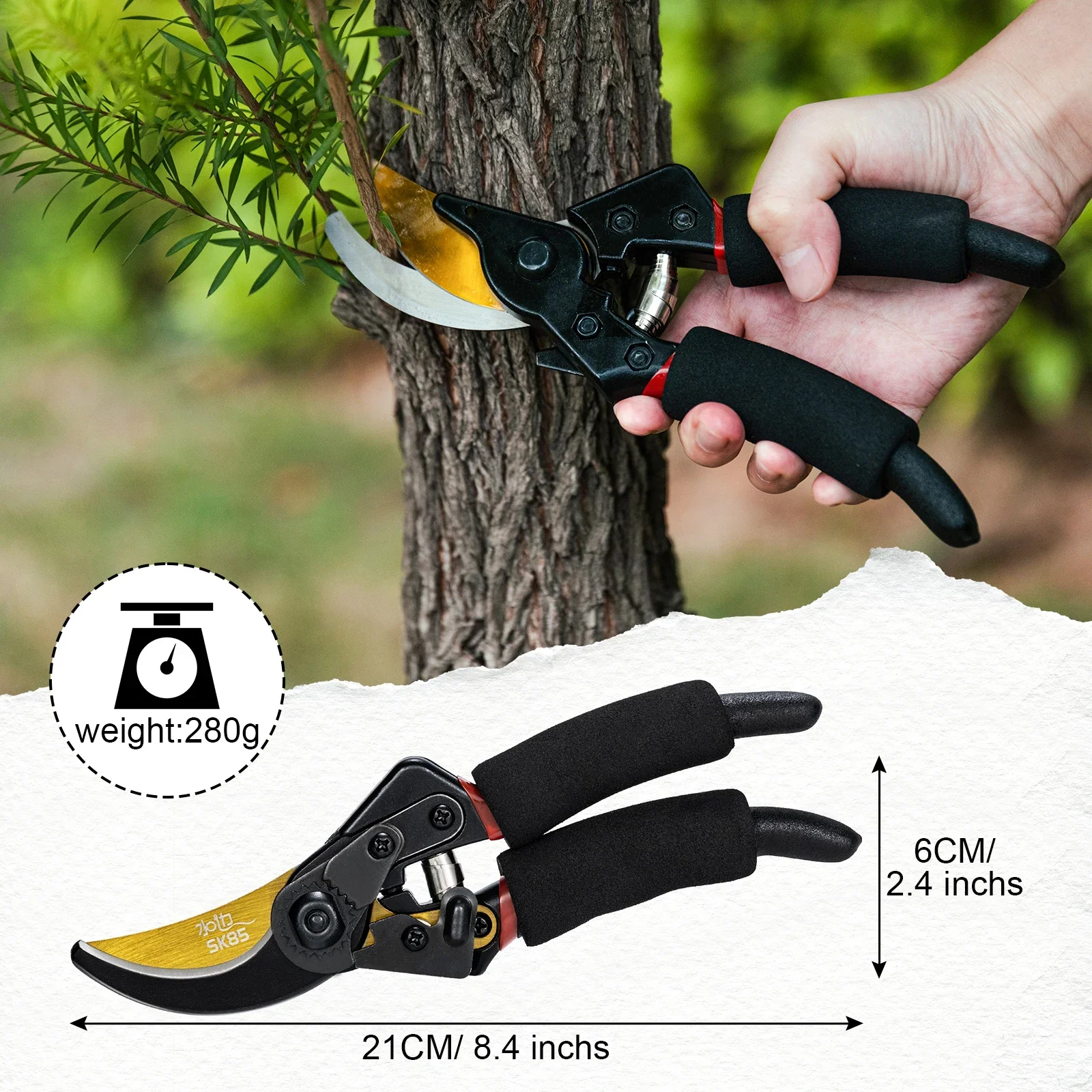 2pcs Professional Gardening Pruning Shears with Quality High Carbon SK85 Blade Multifunctional Plant Pruning Scissors Trimmer